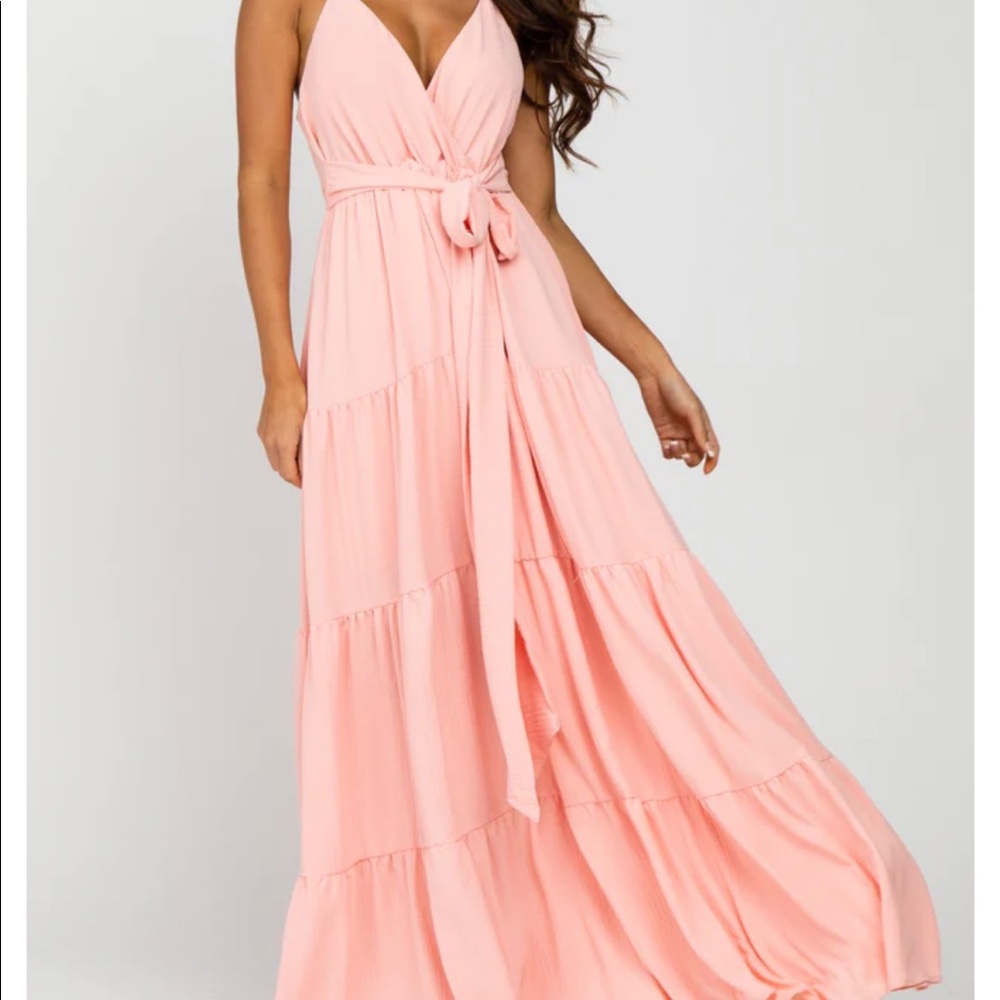 Pinkblush peach tiered maxi dress worn once